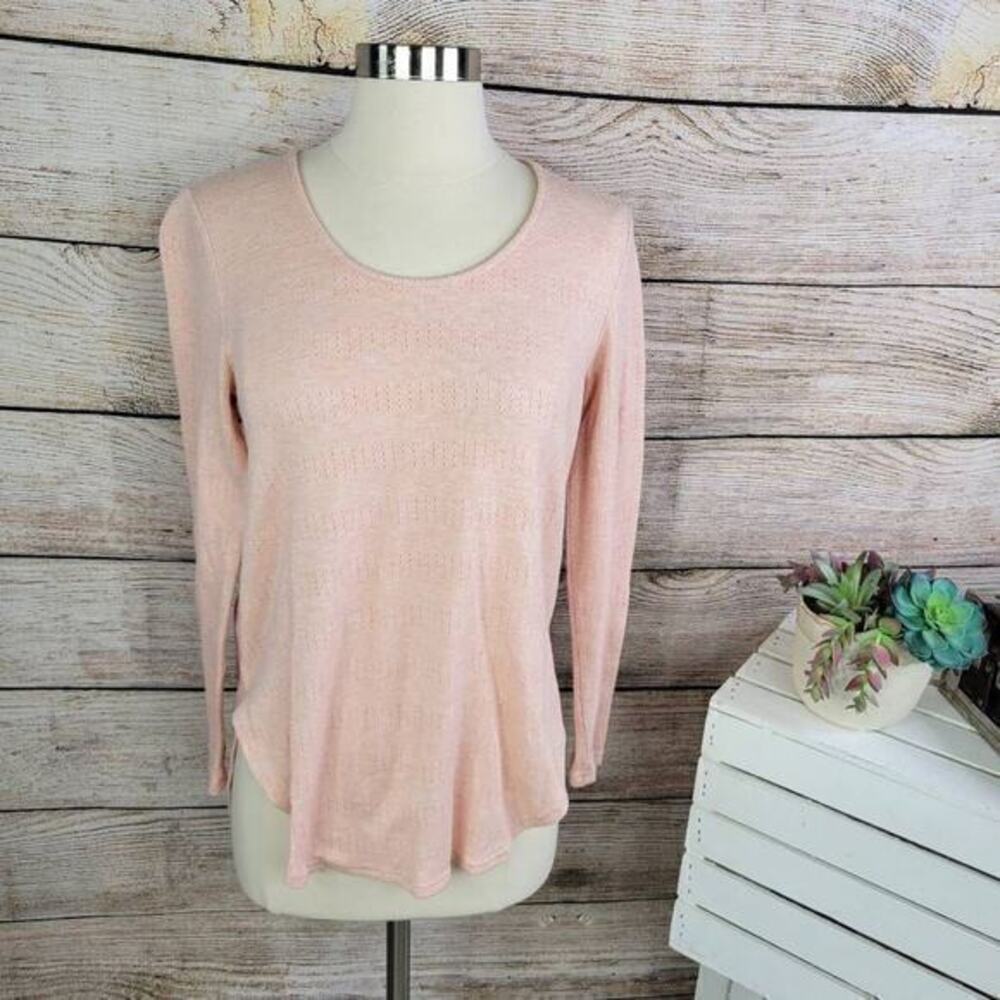 Anthropologie‎ Akemi +Kin Sylvie Pointelle Pink Long Sleeve Top Size Extra Small